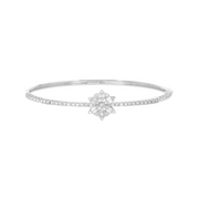 DBG00152. 14k Solid Gold Diamond Flower Bangle